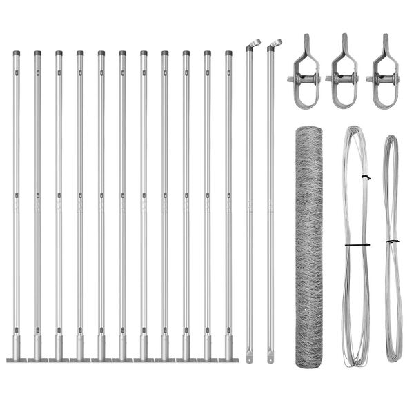 vidaXL Zaunpfosten Silber 25 x 1,2 m (36 mm Netz) Stahl