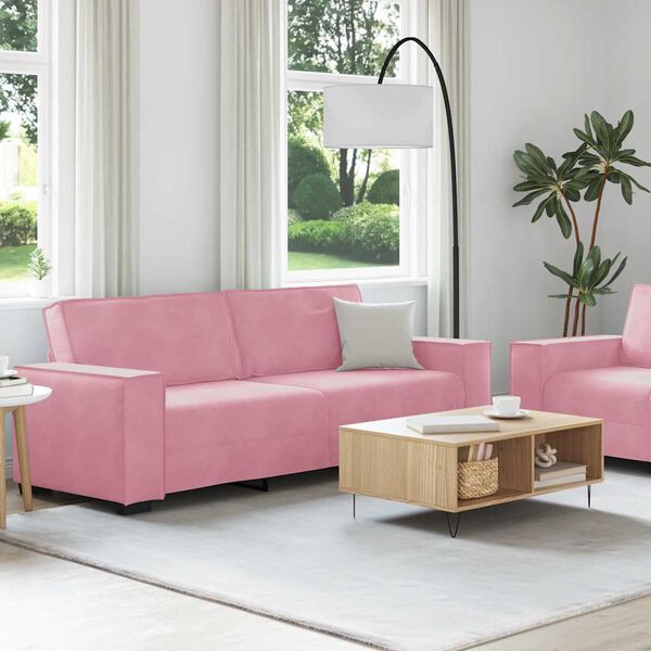 vidaXL 2-tlg. Sofagarnitur mit Kissen Rosa Samt