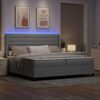 vidaXL LED Boxspringbett mit Matratze Hellgrau 200 x 200 cm Stoff