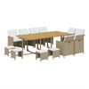 vidaXL 13-tlg. Garten-Essgruppe mit Kissen Poly Rattan Beige