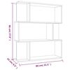 vidaXL Bücherregal/Raumteiler Grau Sonoma 80x24x96 cm Holzwerkstoff
