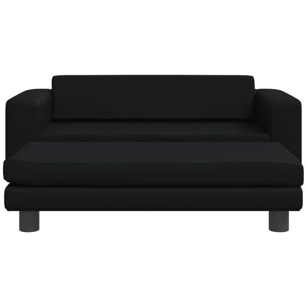 vidaXL Kindersofa mit Hocker Schwarz 100x50x30 cm Kunstleder