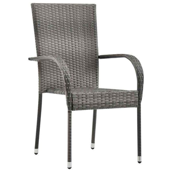 vidaXL Gartenst&uuml;hle Stapelbar 4 Stk. Grau Poly Rattan