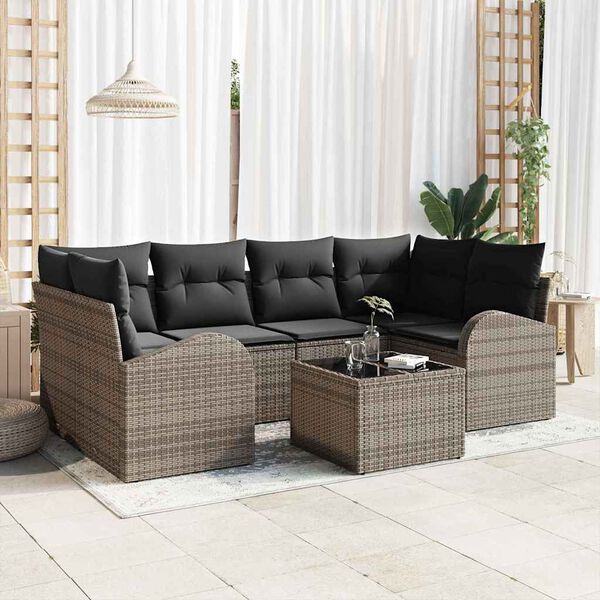 vidaXL Gartensofa-set Grau 55 x 55 x 37 cm Poly-Rattan