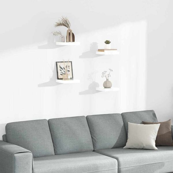 vidaXL Schweberegale 4 Stk. Hochglanz-Wei&szlig; 23x23,5x3,8 cm MDF