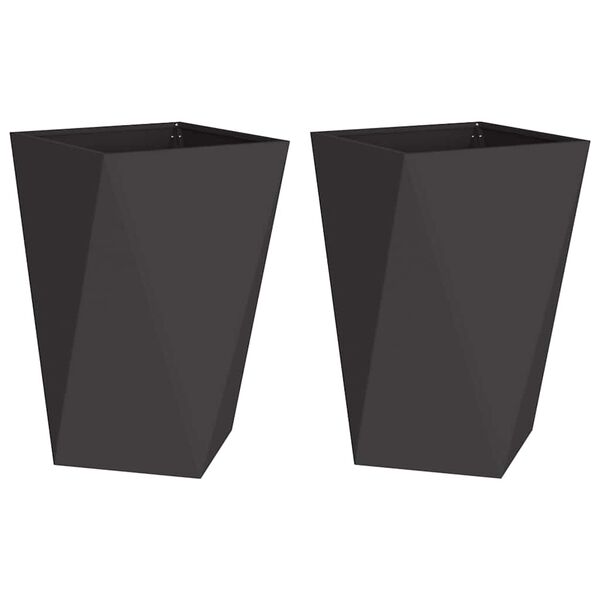 vidaXL Pflanzk&uuml;bel 2 pcs Schwarz 50 x 50 x 75 cm Stahl