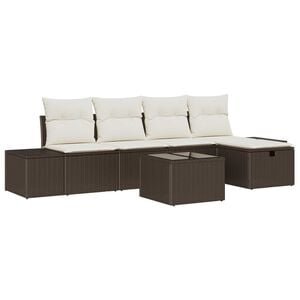 vidaXL Gartensofa-set mit Kissen 6 pcs Braun Poly-Rattan