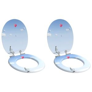 vidaXL Toilettensitze mit Soft-Close-Deckel 2 Stk. MDF Pinguin-Design