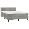 vidaXL Boxspringbett mit Matratze & LED Hellgrau 140x200 cm Samt