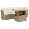 vidaXL 5-tlg. Garten-Sofagarnitur mit Kissen Beige Poly Rattan