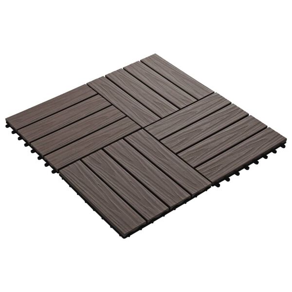 vidaXL Terrassenfliesen 11Stk Tief Gepr&auml;gt WPC 30x30cm 1qm Dunkelbraun