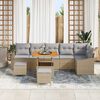 vidaXL Garten-Sofa-Set mit Kissen 9 pcs Beige Poly Rattan