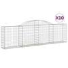 vidaXL Gabionen mit Hochbogen 10 Stk. 300x30x80/100cm Verzinktes Eisen