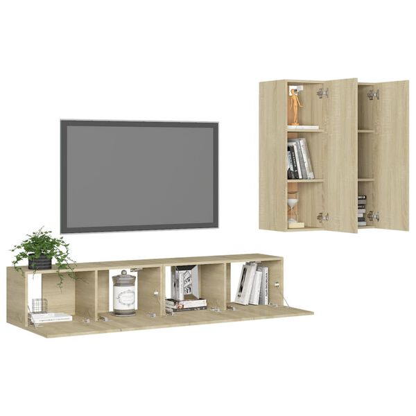 vidaXL 4-tlg. TV-Schrank-Set Sonoma-Eiche Holzwerkstoff