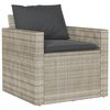 vidaXL 6-tlg. Garten-Sofagarnitur mit Kissen Hellgrau Poly Rattan