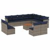 vidaXL 13-tlg. Garten-Sofagarnitur mit Kissen Grau Poly Rattan