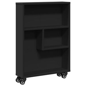 vidaXL Aufbewahrungswagen Schmal Schwarz 48x13x68 cm Holzwerkstoff