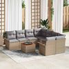 vidaXL Gartensofa-set mit Kissen 9 pcs Beige Poly-Rattan
