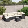 vidaXL 7-tlg. Garten-Sofagarnitur mit Kissen Schwarz Poly Rattan