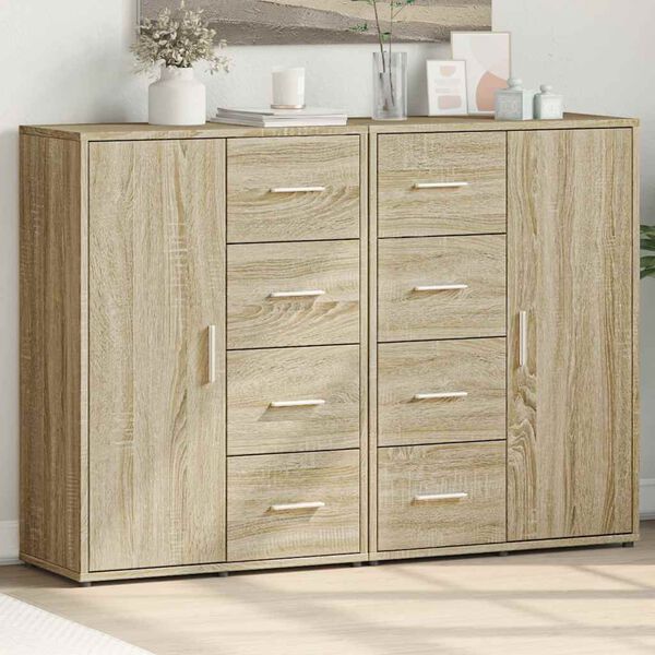 vidaXL Sideboards 2 Stk. Sonoma-Eiche 60x31x84 cm Holzwerkstoff
