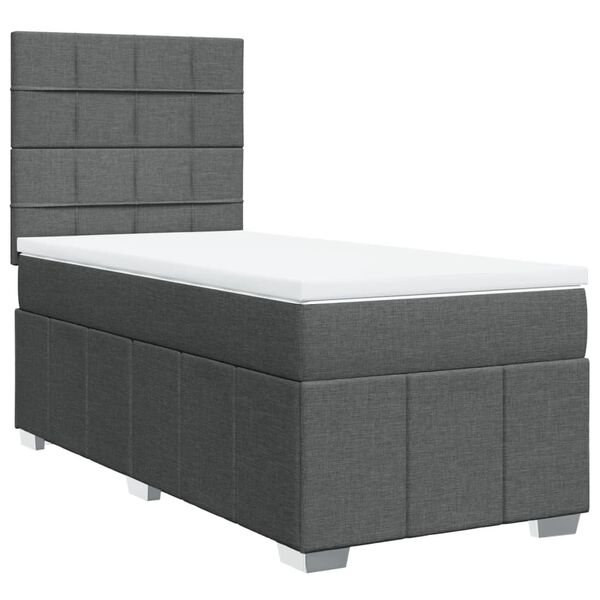 vidaXL Boxspringbett mit Matratze Dunkelgrau 90x190 cm Stoff