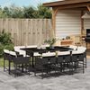 vidaXL 11-tlg. Garten-Essgruppe mit Kissen Schwarz Poly Rattan
