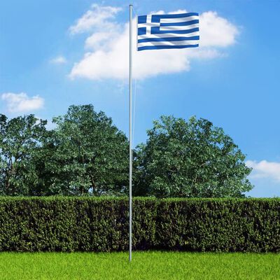 vidaXL Flagge Griechenlands und Mast Aluminium 6,2 m