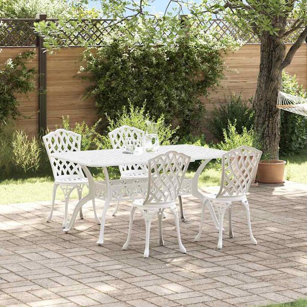 vidaXL Garten Essgruppe 5 pcs Wei&szlig; Aluminium