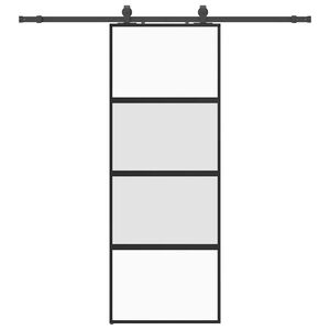 vidaXL Schiebet&uuml;r mit Beschlag Schwarz 76x205 cm Hartglas