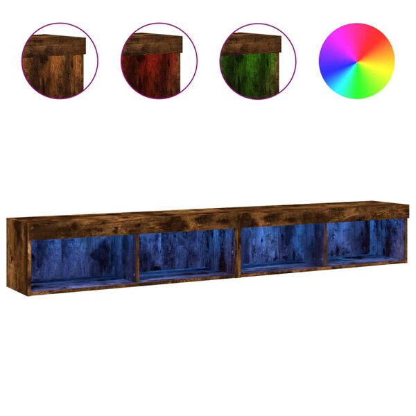 vidaXL TV-Schr&auml;nke mit LED-Leuchten 2 Stk. R&auml;uchereiche 100x30x30 cm