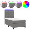 vidaXL Boxspringbett mit Matratze & LED Dunkelgrau 90x200 cm Stoff