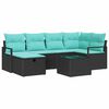 vidaXL Sofa Set mit Kissen 7 pcs Schwarz und T&uuml;rkis Poly-Rattan