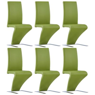vidaXL Esszimmerstühle in Zick-Zack-Form 6 Stk. Grün Kunstleder