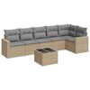 vidaXL 7-tlg. Garten-Sofagarnitur mit Kissen Beige Poly Rattan