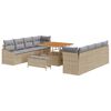 vidaXL Garten-Sofa-Set mit Kissen 11 pcs Beige Poly Rattan