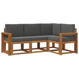 vidaXL Outdoor-Sofagarnitur mit Kissen 4 pcs Natur und Anthrazit
