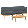 vidaXL Sofa Set mit Kissen Uni 3 pcs Anthrazit Massivholz Akazie