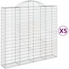 vidaXL Gabionen mit Hochbogen 5 Stk. 200x50x180/200cm Verzinktes Eisen