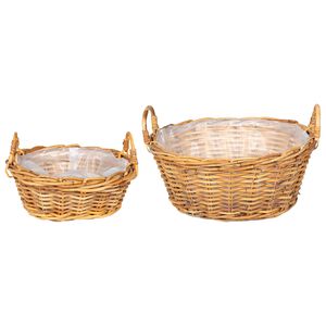 vidaXL Blumentopfkorb mit Speicher GENDT 2 stk. Naturbraun Kubu Rattan