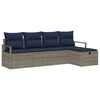 vidaXL Sofa Set mit Kissen 5 pcs Grau und Marineblau Poly-Rattan