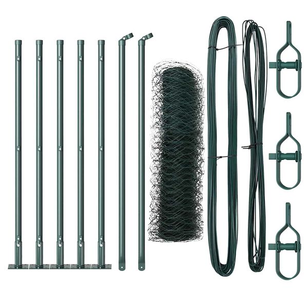 vidaXL Zaunpfosten Gr&uuml;n 10 x 0,6 m (36 mm Netz) Stahl und PVC