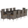 vidaXL 11-tlg. Garten-Essgruppe mit Kissen Grau Poly Rattan