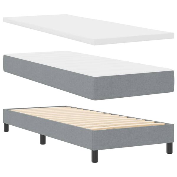 vidaXL Boxspringbett mit Matratze Hellgrau 80 x 200 cm Stoff