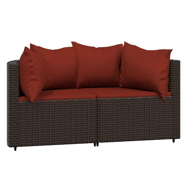 vidaXL 3-tlg. Garten-Lounge-Set mit Kissen Braun Poly Rattan
