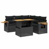 vidaXL 6-tlg. Garten-Sofagarnitur mit Kissen Schwarz Poly Rattan