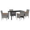 vidaXL Garten Essgruppe 5 stk. Grau Poly-Rattan