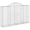 vidaXL Gabione mit Hochbogen 200x30x120/140 cm Verzinktes Eisen
