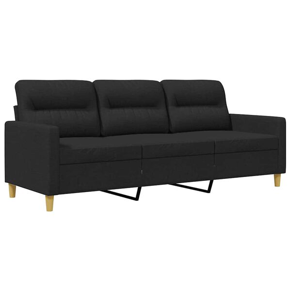 vidaXL 3-Sitzer-Sofa Schwarz 180 cm Stoff