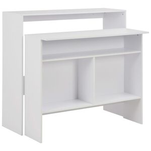 vidaXL Bartisch mit 2 Tischplatten Wei&szlig; 130x40x120 cm