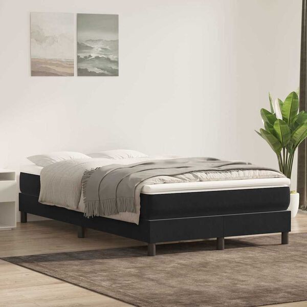 vidaXL Boxspringbett mit Matratze Schwarz 120x220 cm Samt